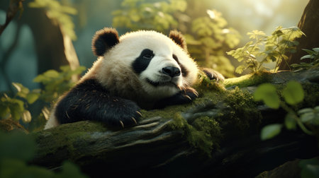Giant panda in the forest.の素材