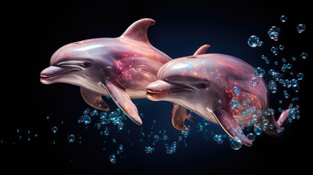 Dolphins swimming in the water.の素材