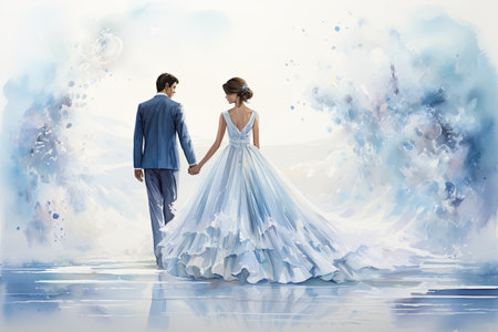 Young couple in love, man and woman in wedding dress. Wedding conceptの素材