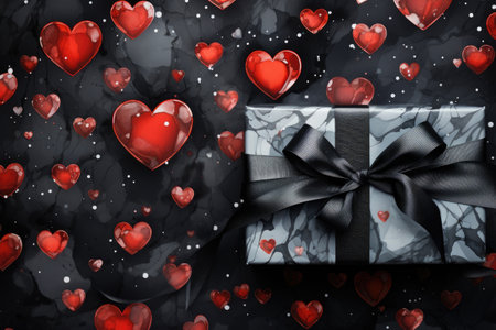 Valentines day background with gift box and hearts.の素材