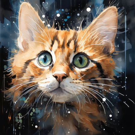 Portrait of a cat with green eyes.の素材