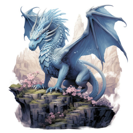 Dragon on the top of a rock.の素材