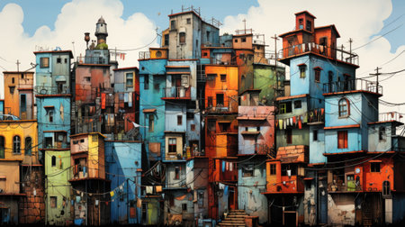 Colorful houses in the cityの素材