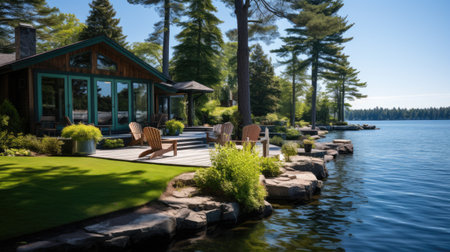 Luxury villa on the lakeの素材