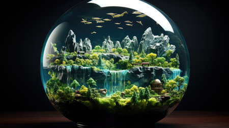Fantasy landscape in a glass vase.の素材