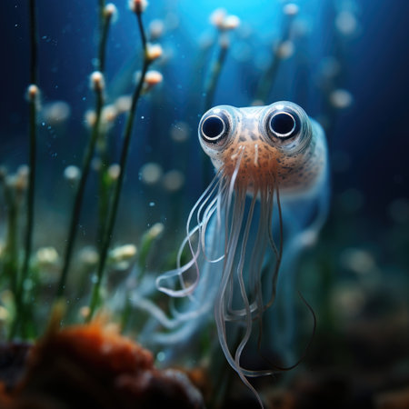 Beautiful jellyfish swimming in aquarium. Underwater worldの素材
