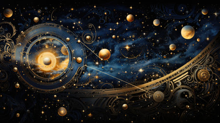 Planets and galaxy, science fiction art.の素材