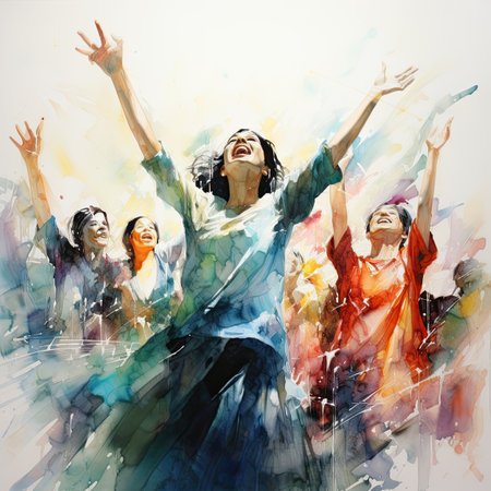 Dancing people. Multicolored watercolor painting. Vector illustration.の素材