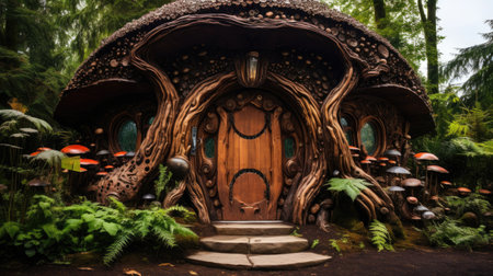 Fantasy wooden house in the tropical forest.の素材