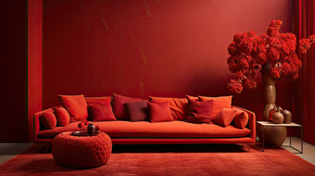 interior with red sofaの素材