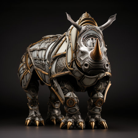 Rhinoceros on a black backgroundの素材