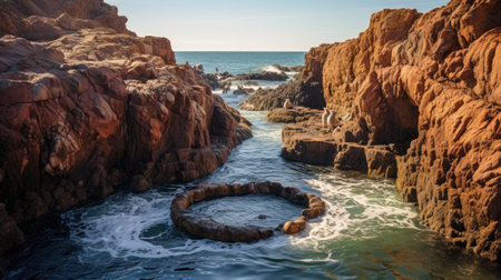 Panoramic view of the rocky coast of the Atlantic Oceanの素材