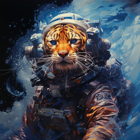 Astronaut tiger in spacesuit.の素材