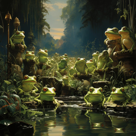 Frogs in the jungle.の素材