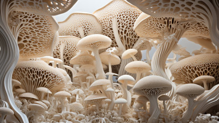 Mushrooms on the white background.の素材