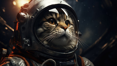 Portrait of a cat in an astronaut helmet. Cosmonaut.の素材