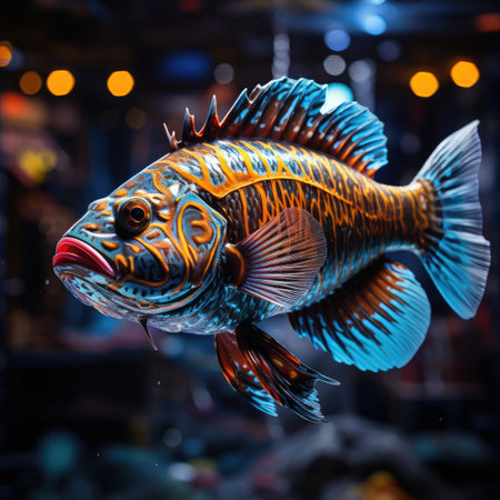 Colorful tropical fish in aquarium. Tropical fish in aquarium. Beautiful fish in aquarium.の素材