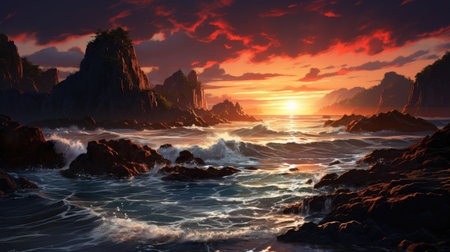 beautiful seascape at sunset.の素材