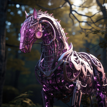 a fantasy horse in a fairy tale forest.の素材