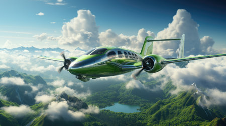 Airplane flying over the clouds.の素材
