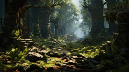 Fantasy landscape of fantasy forest.の素材