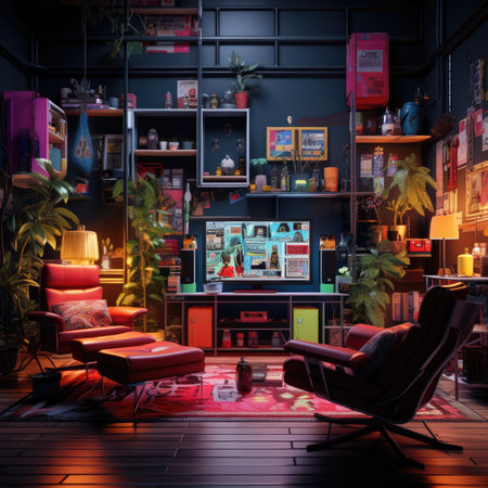 Interior of a retro barber shop.の素材