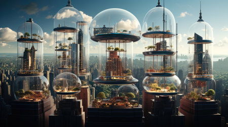 Futuristic city in a glass sphere.の素材