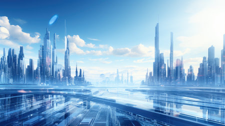 Cityscape with high-rise buildings and high-rise buildings.の素材