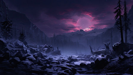 Fantasy alien planet. Mountain landscape.の素材
