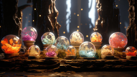 Magic potion in crystal ball. Witchcraft concept. 3D Renderingの素材