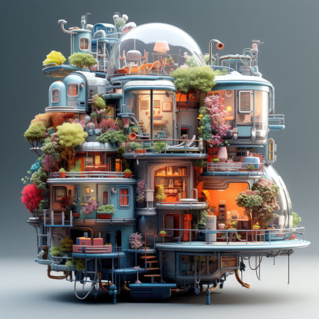 Fantasy house in the style of fantasy. 3D illustration.の素材