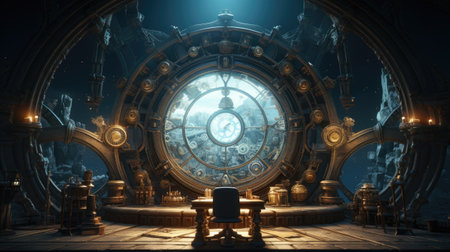 Futuristic space ship interior. 3D illustration. Fantasy world.の素材