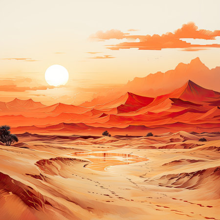 Desert landscape at sunset.の素材