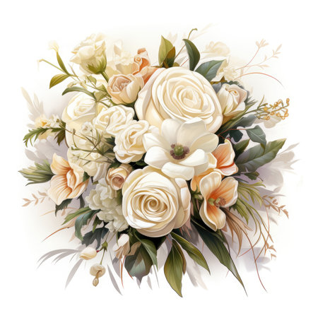 Bouquet of white roses isolated on white background.の素材