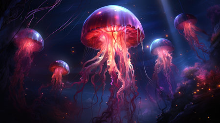 Jellyfish in the deep oceanの素材