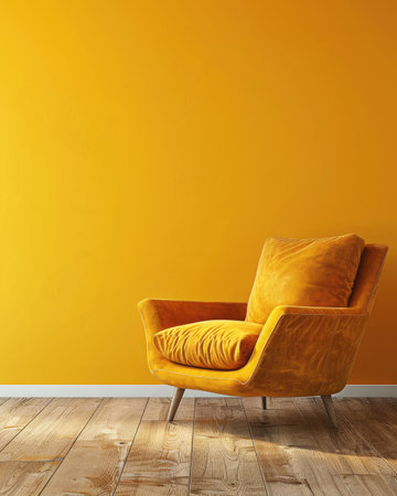Modern bright interiors with yellow armchairの素材