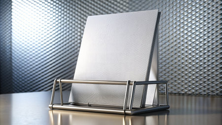 Mockup of a white canvas on the table, 3d renderの素材