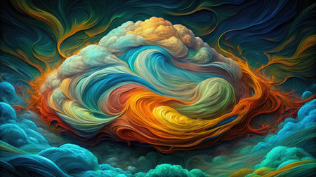 Abstract fractal. Fractal art background for creative design. Decoration for wallpaper, desktop, poster, cover booklet. Print for clothes, t-shirt. Creative illustration for designの素材