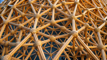 Close-up of wicker sphere as a background. Selective focus.の素材