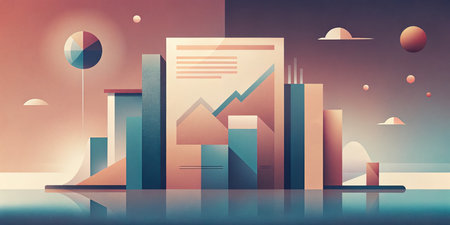 abstract 3d illustration of modern cityscape with skyscrapersの素材