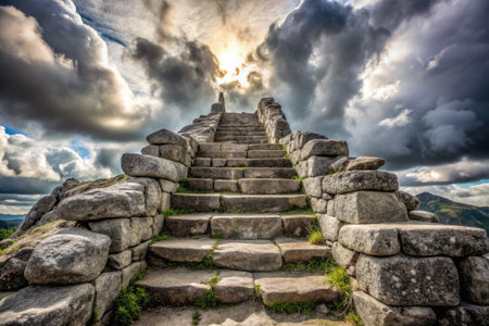 Sunset at the top of the Machu Picchu, Peruの素材