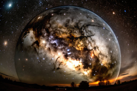 The planet in the night sky. Elements of this image furnished by NASAの素材