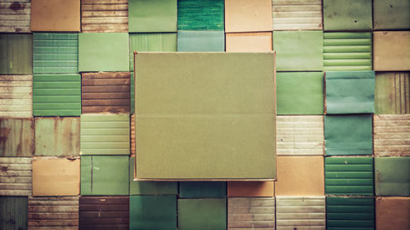 Vintage green and brown paper on tile wall background - Vintage Filterの素材