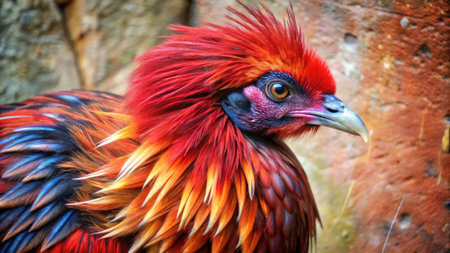 Beautiful red pheasant in the zoo, close-upの素材