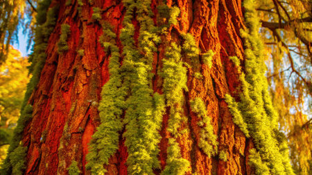 Giant sequoia (Sequoia sempervirens) in autumn, Californiaの素材