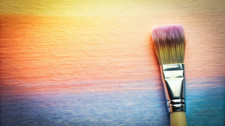 Paint brush on colorful background, can be used as a backgroundの素材