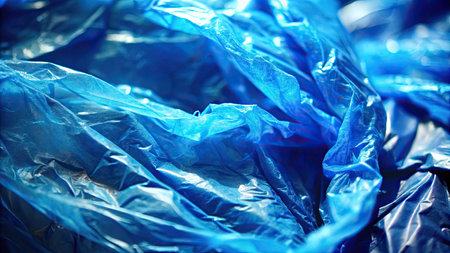 Blue plastic bag as a background. Close up. Selective focus.の素材