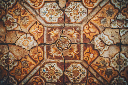 Detail of morocco style ceramic tiles on the wall.の素材