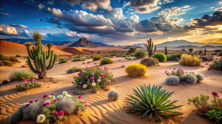 Sunset over Sossusvlei in the Namib Desert, Namibiaの素材