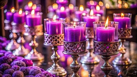 Candles burning in the church for christianity, spirituality and religionの素材